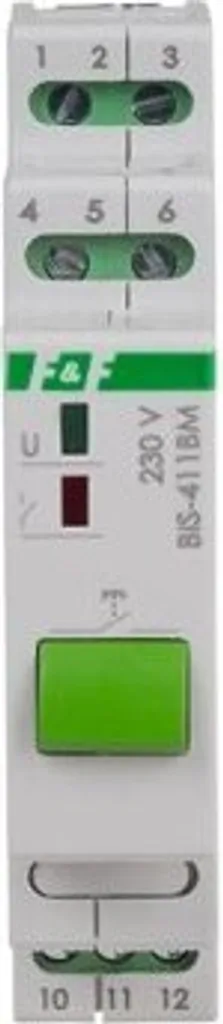 Relais impulsionnel BIS-411BM 230V avec touche manuelle de forçage DIN