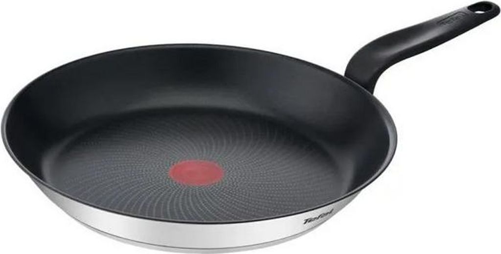 A close-up studio shot of a TEFAL frying pan.