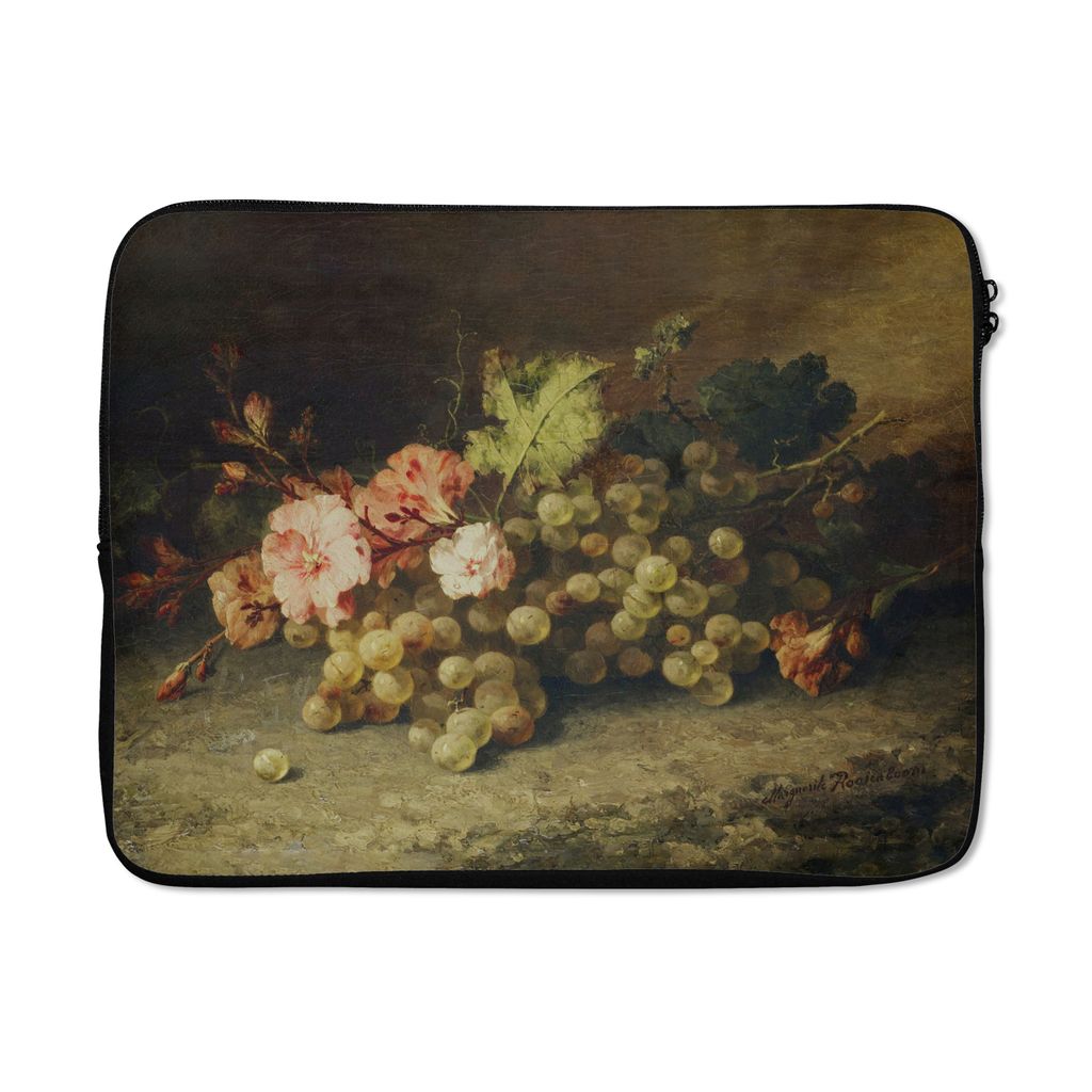 MuchoWow Laptop Hülle 17 Zoll Laptoptasche Obst - Stilleben mit Weintrauben - Alte Meister - Zipper - Schutzabdeckung