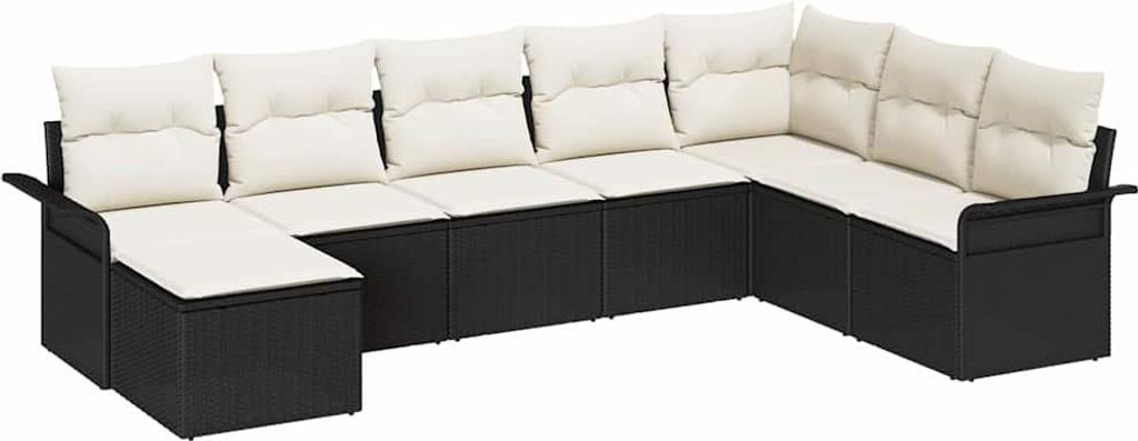 "WINTER SALE" Garten-Sofa-Set - elegantes Design - Sitzgruppe mit Sofa, Tisch - mit Kissen 8 pcs Schwarz Poly Rattan - Terassenmöbel NeuMöbel410764