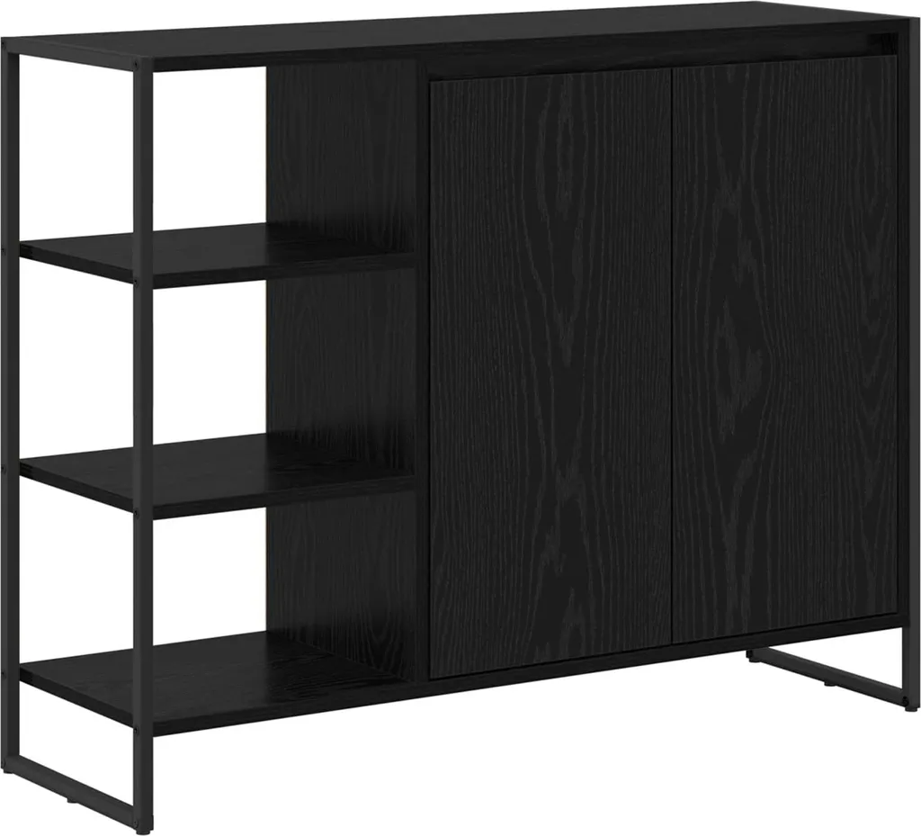 SYFAX Mobile Laterale Rovere Nero 96.5x30x75 cm - Mobiletto Salotto
