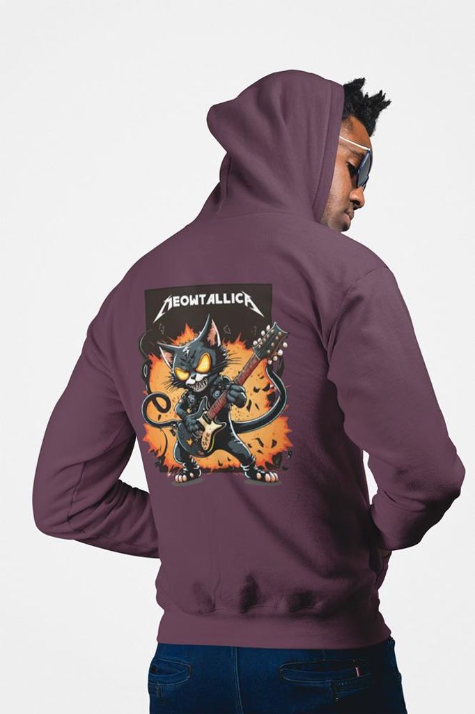 D&B Unisex Hoodie ZIPZN00013 Meowtallica Braun-Größe M
