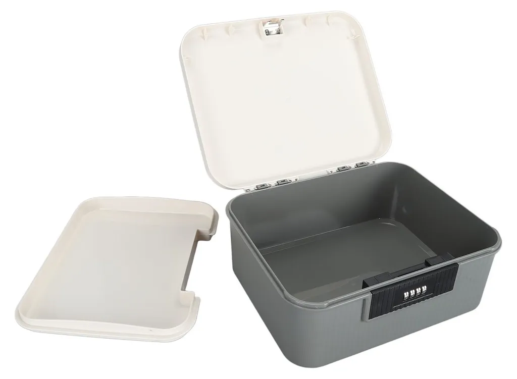Mallette de rangement 9L avec serrure à code et double couche grise pro - 6