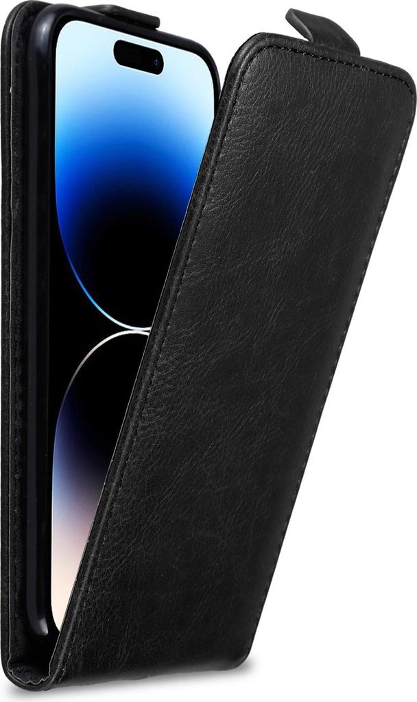 Cadorabo Hülle für Apple iPhone 14 PRO MAX Schutz Hülle in Schwarz Flip Etui Handyhülle Case Cover