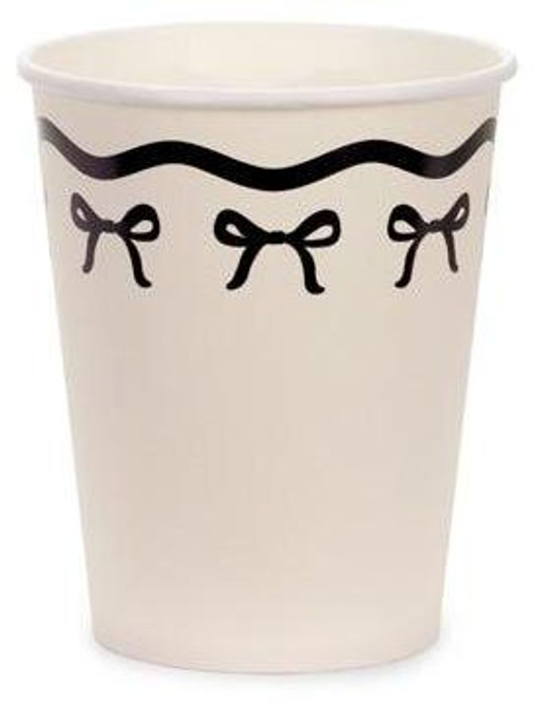 6 Pappbecher mit schwarzen Schleifen 220ml Produktbild 