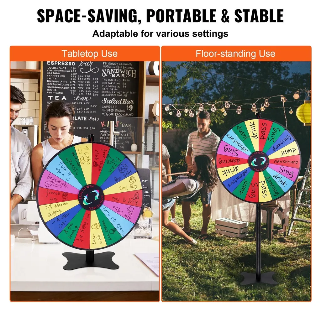 Roue de la fortune effaçable 91 cm avec 18 segments et pied robuste - 5