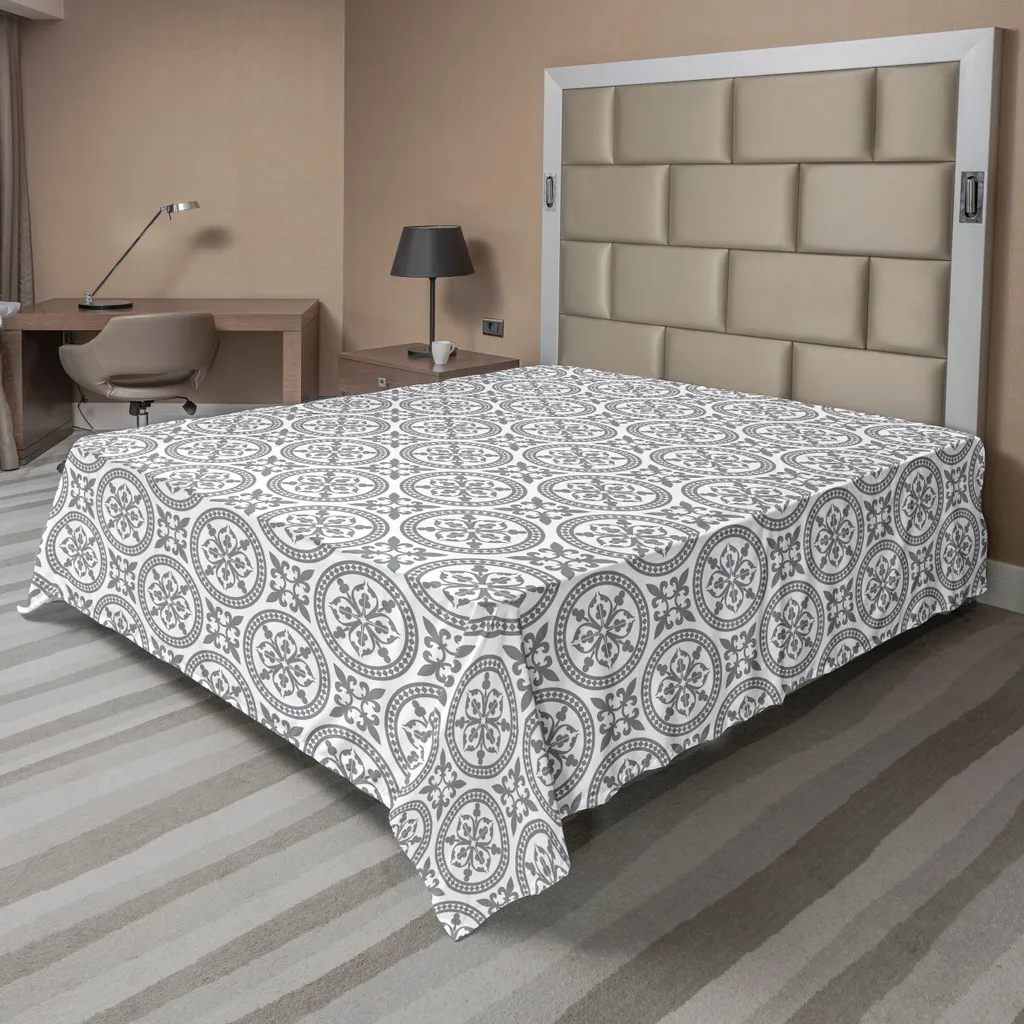 Lenzuolo Sopra ABAKUHAUS Grigio Boho 266x260 cm - Morbida Microfibra