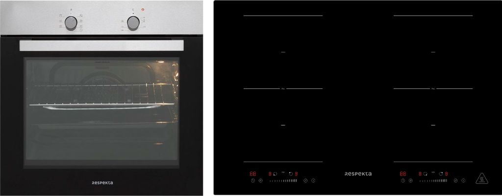 Backofen Herd Kochfeld Herdset Induktion 77cm Timer 2 Flexzonen Slider Respekta
