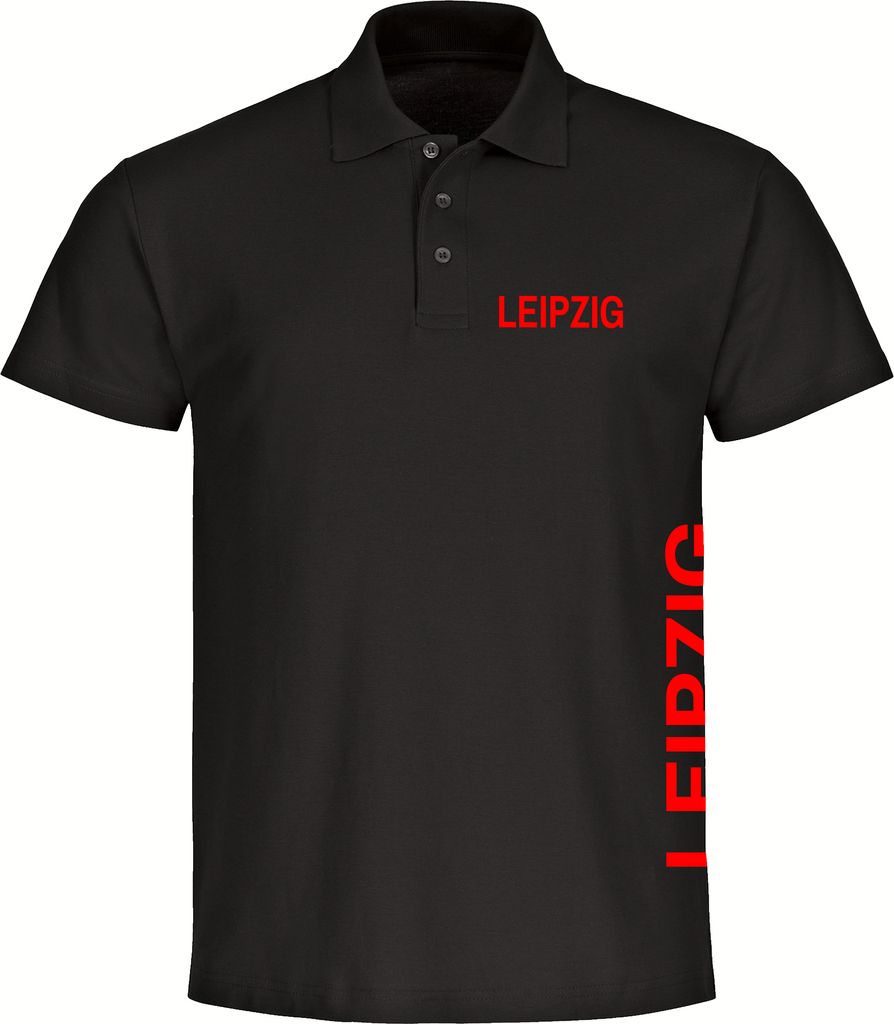 multifanshop Poloshirt - Leipzig - Brust & Seite, schwarz, Größe M