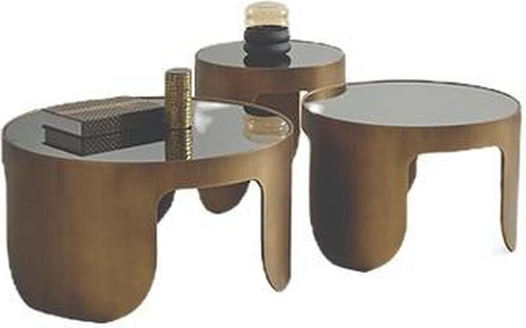 Couchtisch Garnitur Designer 3x Kaffeetische Rundtisch Set