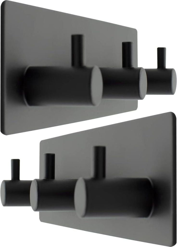 2er-Pack selbstklebende Haken aus Edelstahl, wasserdicht, 3 Haken für Badezimmer, Handtücher, Hüte, Mäntel, Schlafzimmer, robuste Türhaken (Ma...