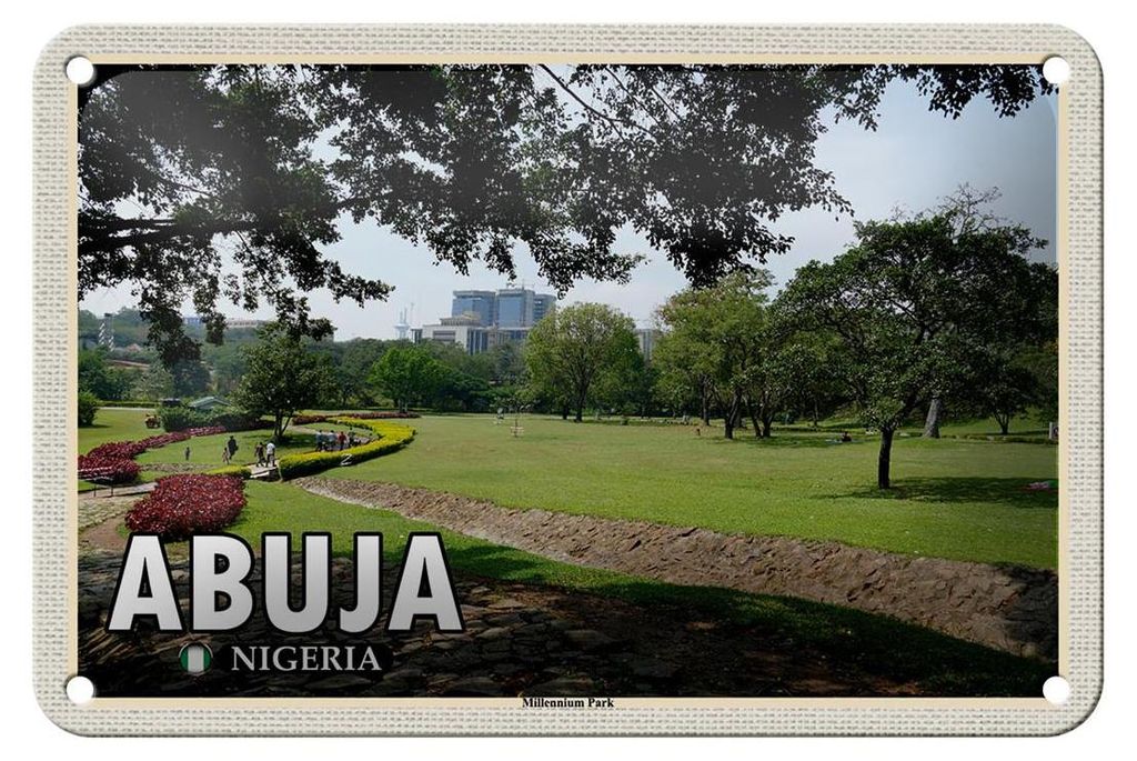 Blechschild Reise 18x12cm Abuja Nigeria Millenium Park Produktbild 