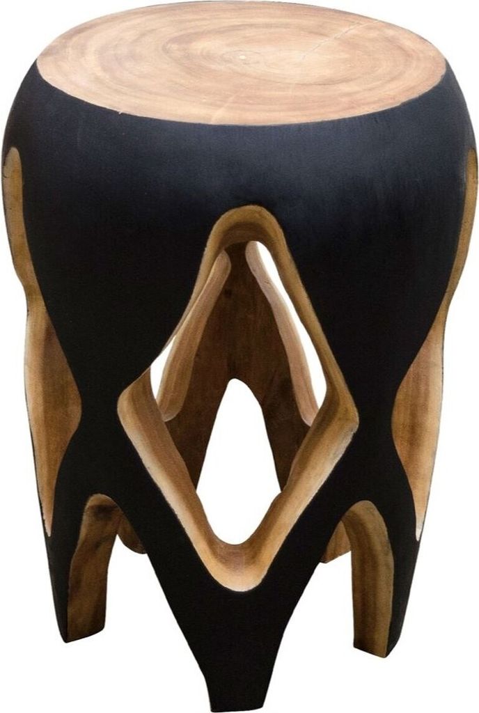 Casa Padrino Beistelltisch Schwarz / Naturfarben 40 x H. 54,5 cm - Wohnzimmermöbel