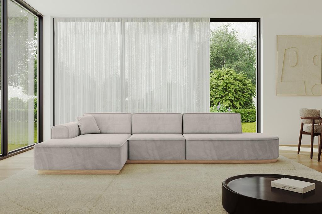 ALTDECOR Ecksofa in L-Form IREA-L2 327x165x80 cm Hellbraun Corner Sofa Eckcouch Couch Wohnlandschaft Cauchsofa