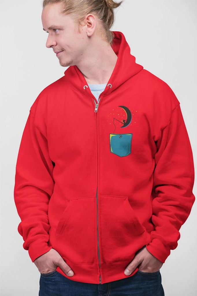 D&B Uni Hoodie ZIPPO00007 Child On Moon Rot-Größe XL