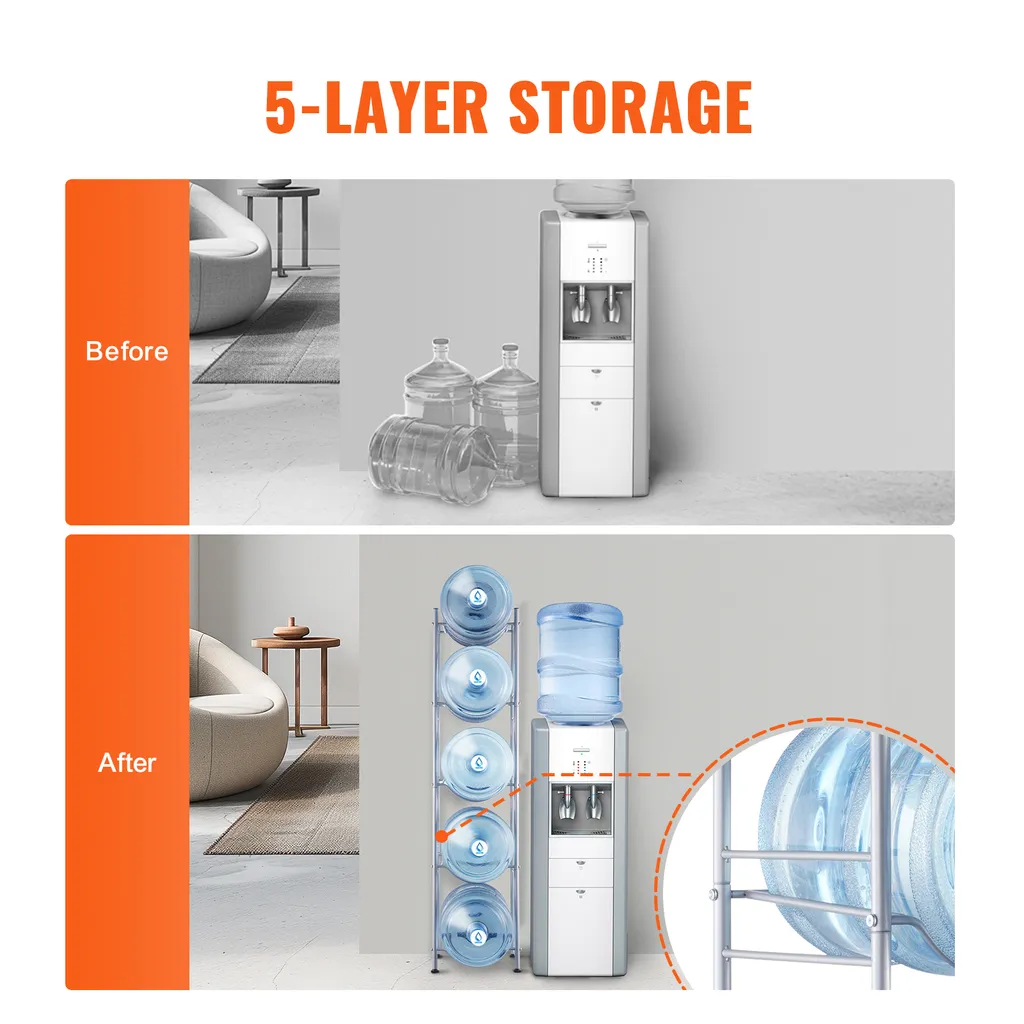 Rangement Bouteilles d'Eau 5 Gal, Support Vertical pour Cuisine et Bureau