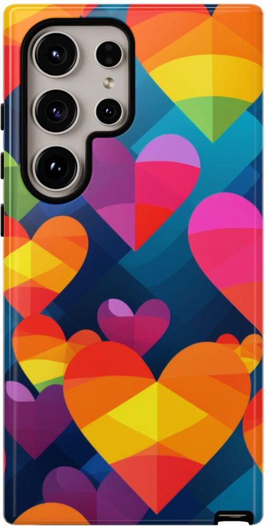 Buntes geometrisches Herzmuster – Hülle Kompatibel mit Samsung Galaxy S24 Ultra