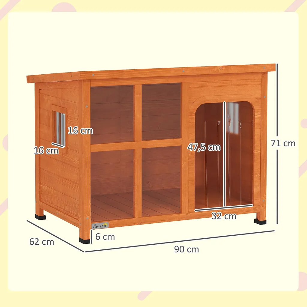 Niche pour chien 90 x 62 x 71 cm en bois naturel et toit résistant - 3