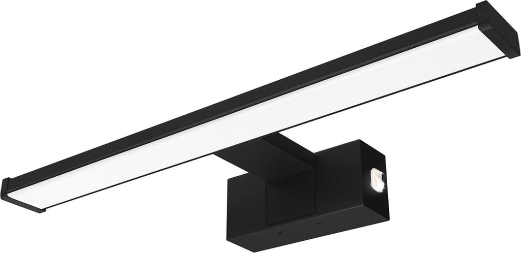 kalb | Spiegelleuchte chrom oder schwarz 500mm, mit integriertem Netzschalter warmweiss / 3000K Schwarz