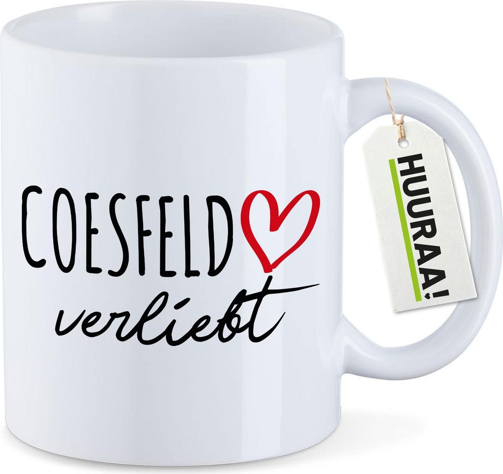 Huuraa Kaffeetasse Coesfeld verliebt 330ml Weiß Keramik Kaffeebecher Geschenkidee