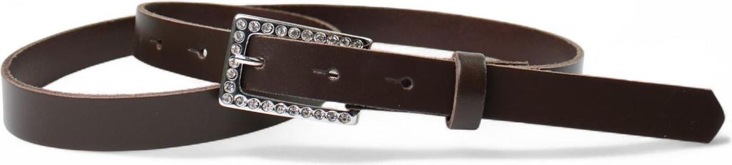 FRONHOFER schmaler Damen Ledergürtel 2 cm mit funkelnder Strassschnalle, echt Leder