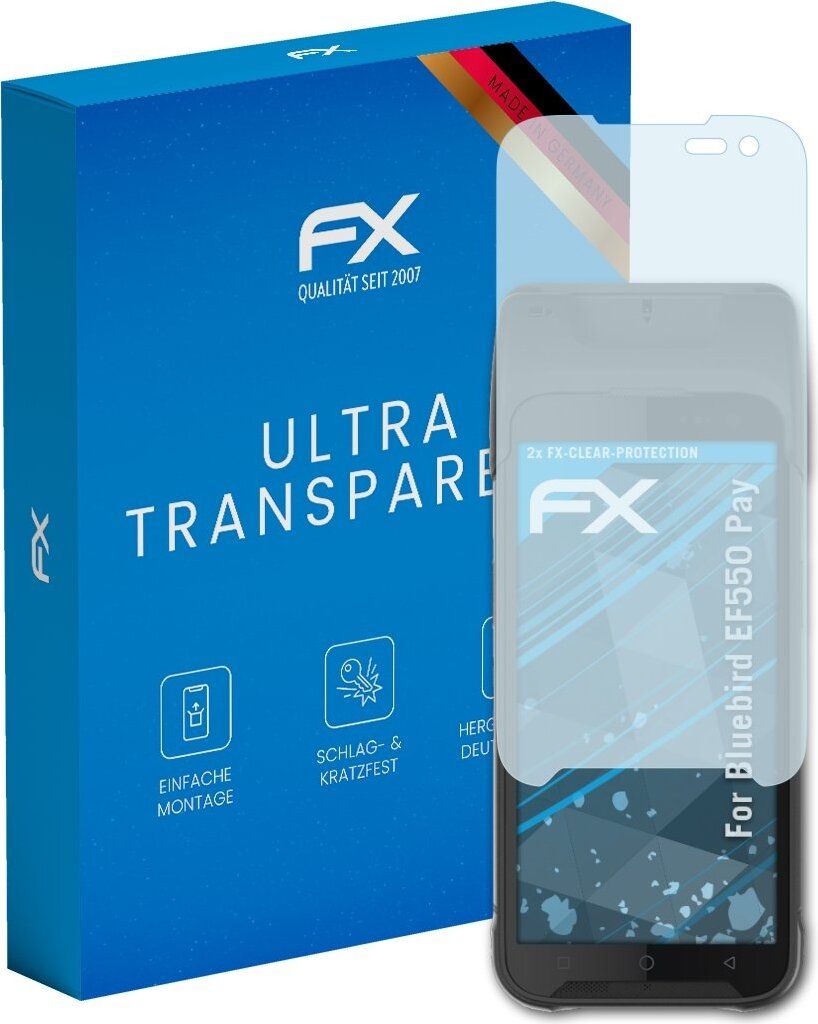atFoliX FX-Clear 2x Schutzfolie kompatibel mit Bluebird EF550 Pay Displayschutzfolie