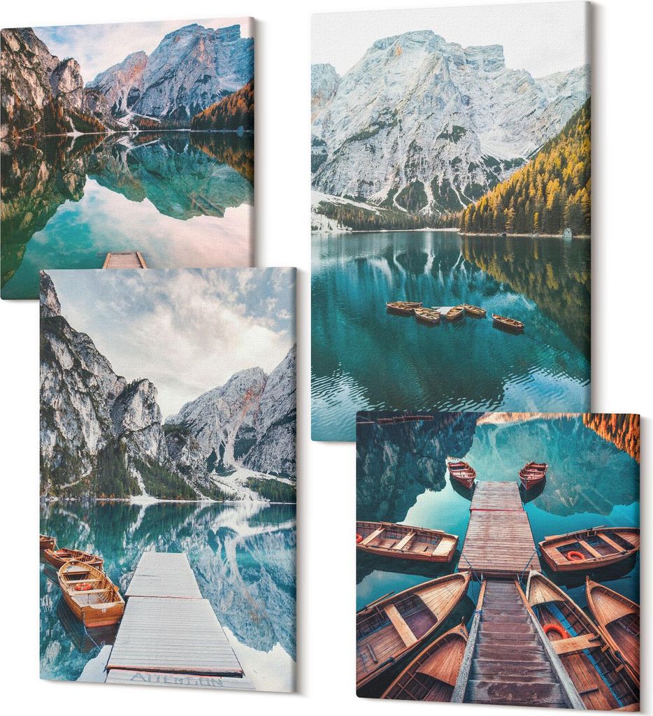 Wandbilder Leinwand 4-teilig – – Polycanvas Kunstdruck – Moderne Bilder für Wohnzimmer & Schlafzimmer – Aufhängefertig – 2x 40x40 cm +...