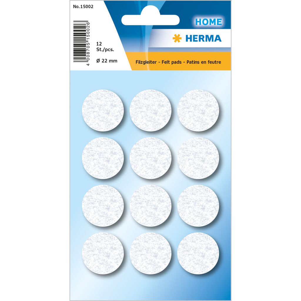 HERMA 15002 Filzgleiter, Durchmesser: 22 mm, weiß Immagine del prodotto 