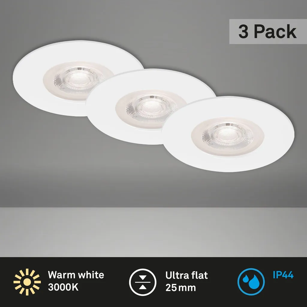 Spot LED IP44 Briloner Set de 3 - Éclairage Anti-Humidité Blanc 4,9W