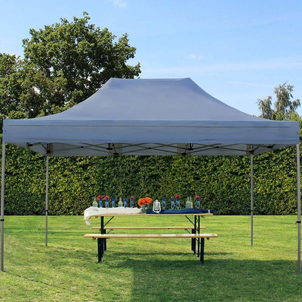 TOOLPORT 3x4,5m Stahl Faltpavillon, ohne Seitenteile, dunkelgrau