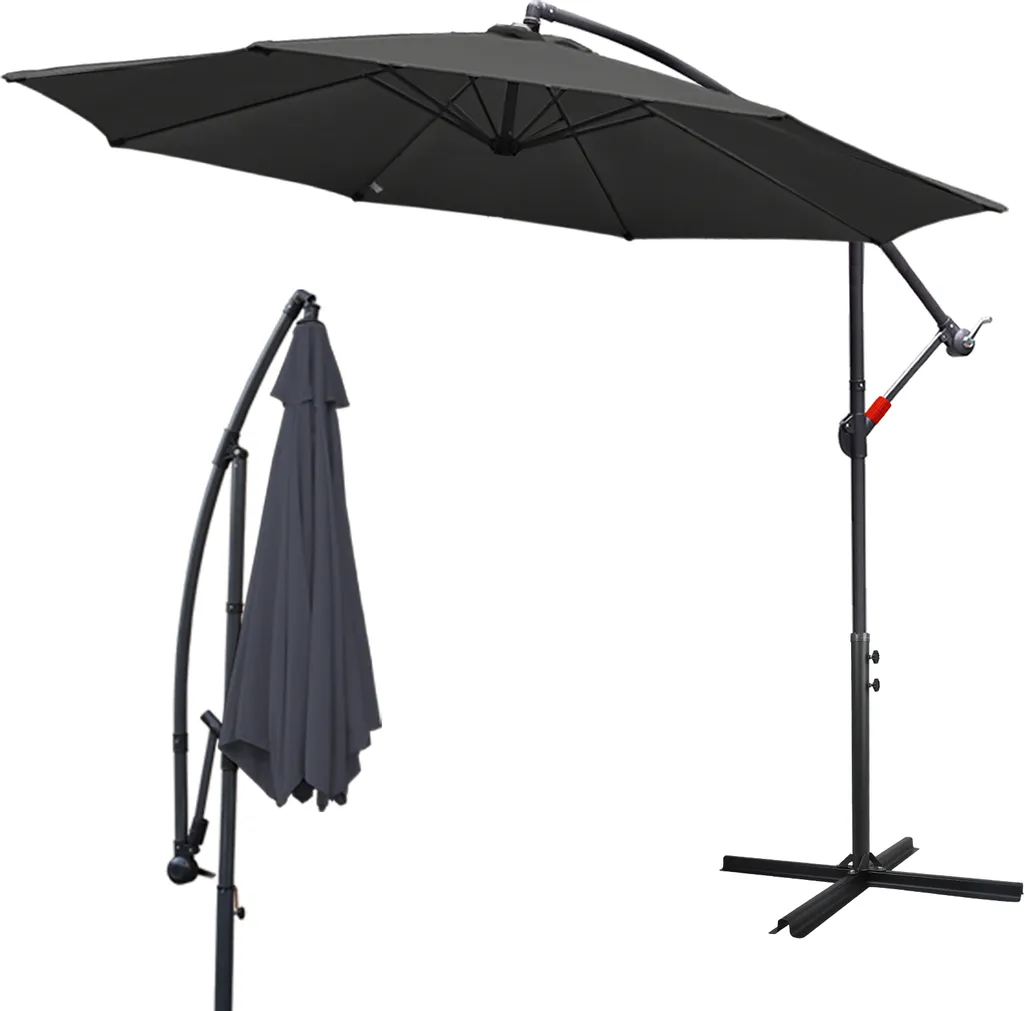 Hengda Ombrellone da Giardino 350cm Grigio UV40+ | Design Girevole 360°