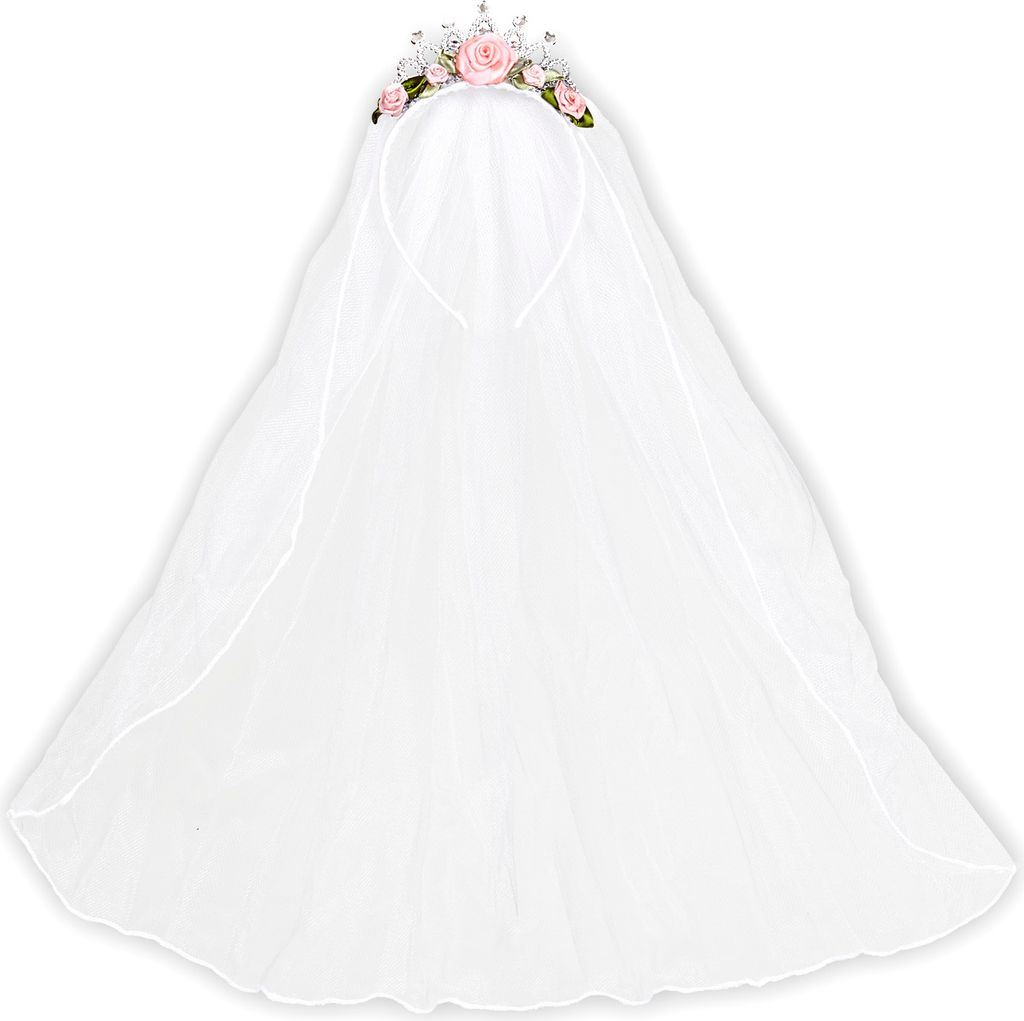 Brautschleier mit Blumenkranz und Diamanten Produktbild 