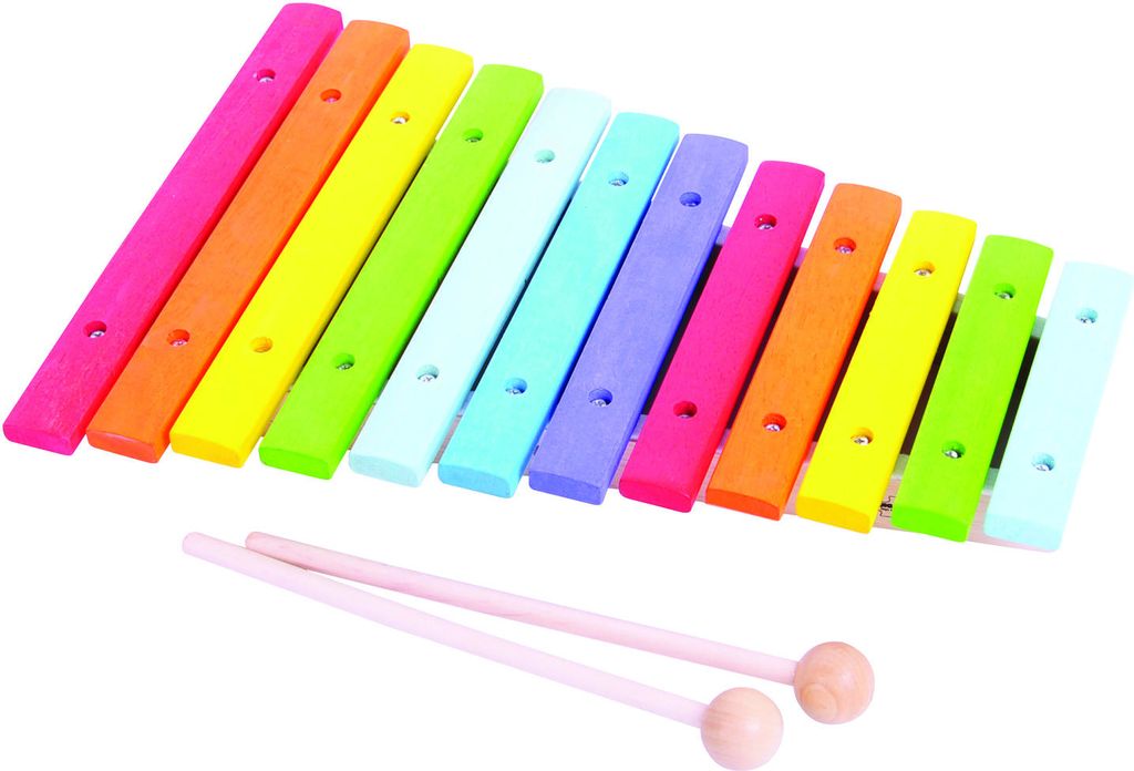 BigJigs Holz-Xylophon Spielzeug - buntes Musikinstrument Produktbild 