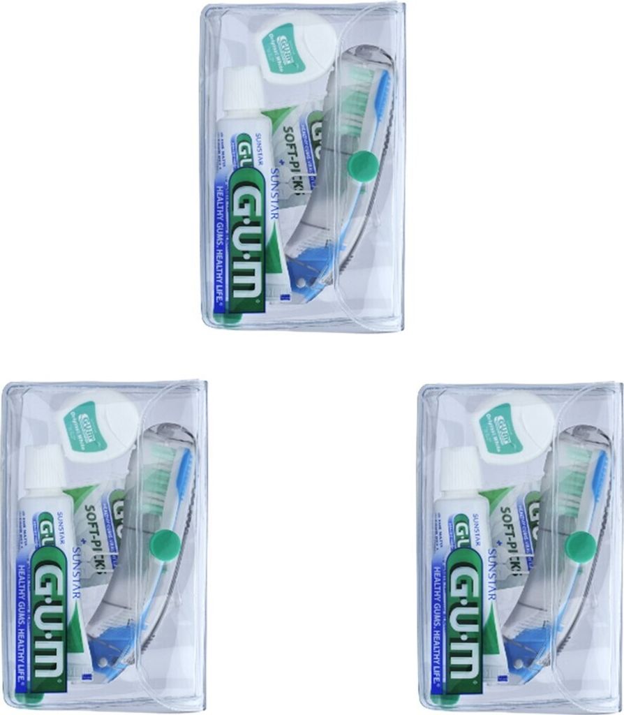 3x GUM Reiseset Original White