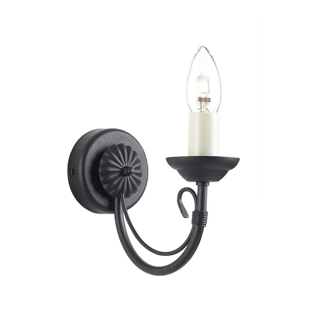 Luminaire intérieur style bougeoir en métal noir pour ampoule E14