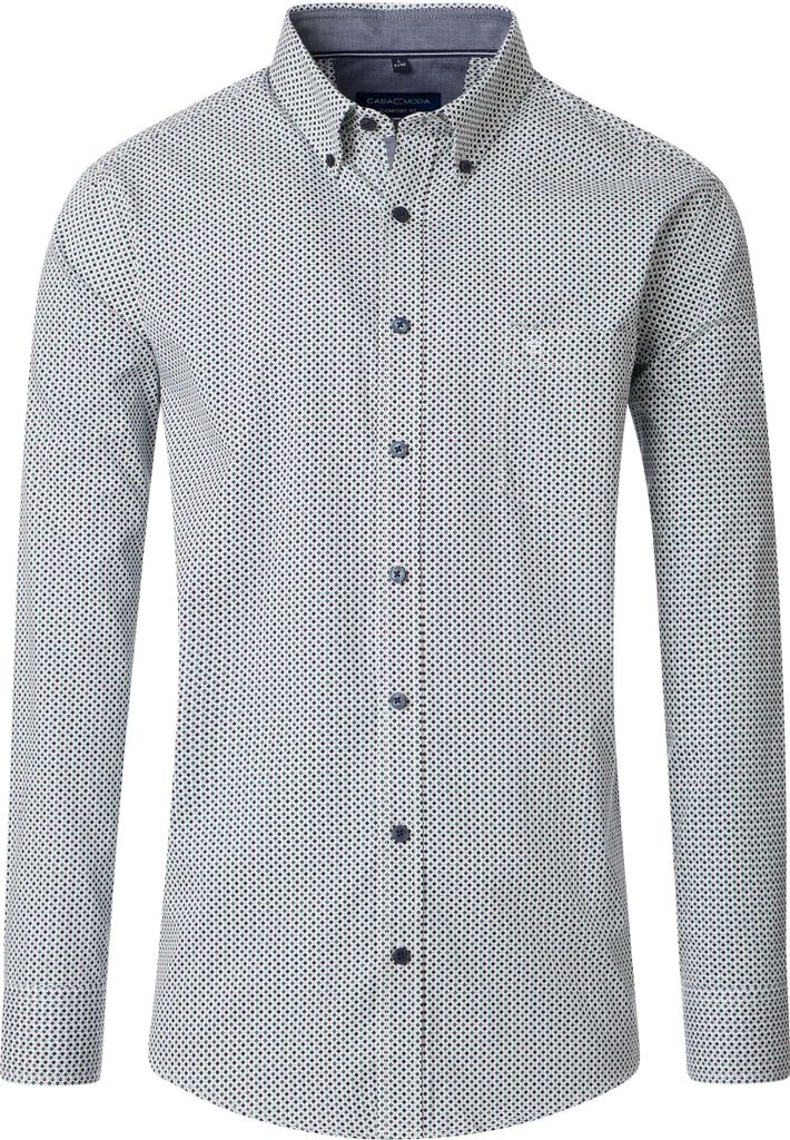 CASAMODA Herren Freizeithemd Langarm Button-Down Comfort Petrol gemustert 6XL