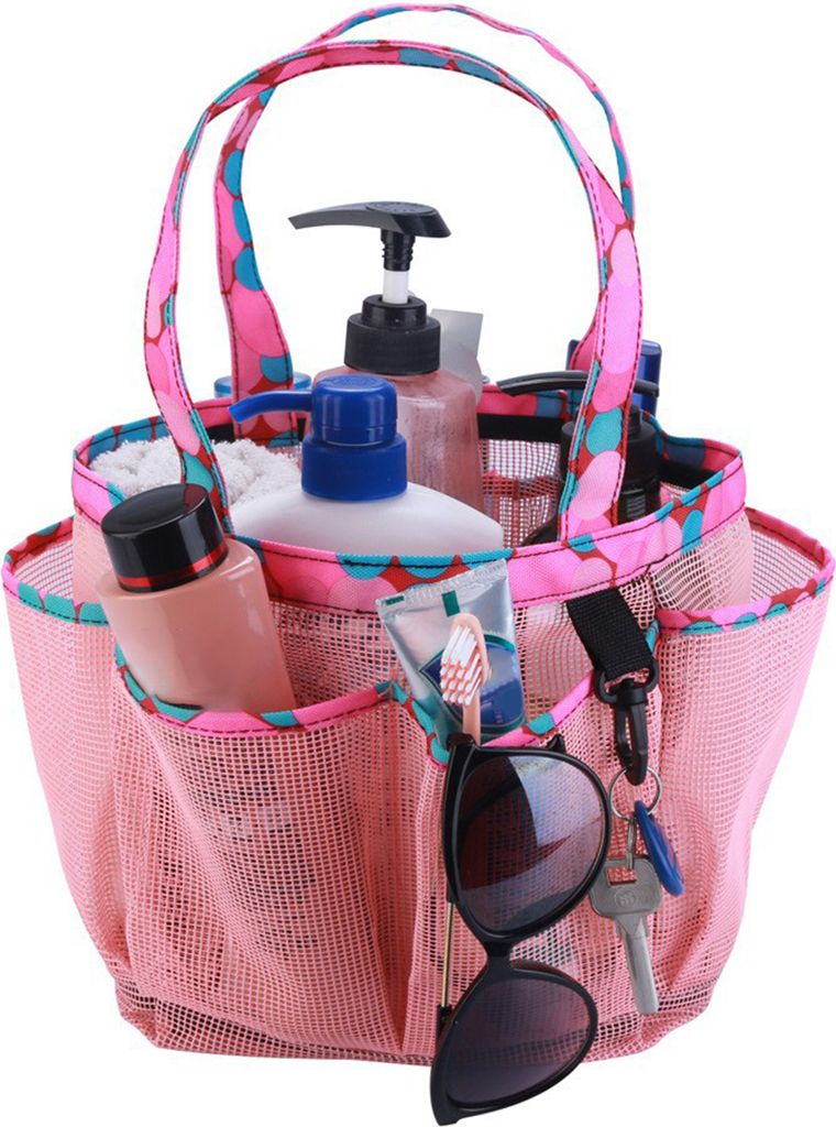 Mesh-Duschtasche, tragbar, mit 8 Taschen, großer Kapazität, zum Schwimmen am Strand und zur Aufbewahrung von Waschmitteln für Studentenwohnheime