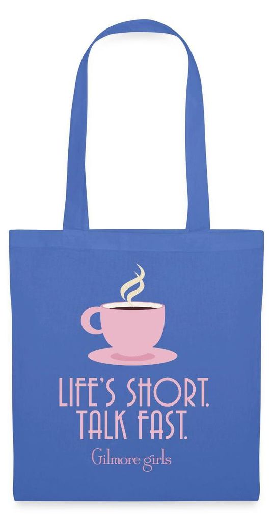 Spreadshirt Gilmore Girls Kaffeetasse & Spruch „Talk Fast“ Stoffbeutel, One size, Hellblau
