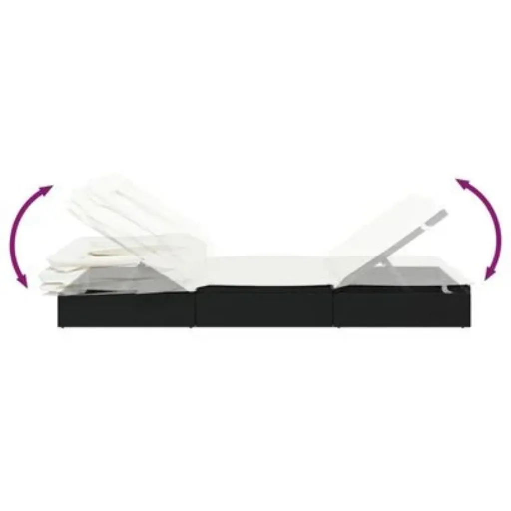 Transat rotin avec toit solaire noir 213x63x97 cm : confort à l'ombre - 9