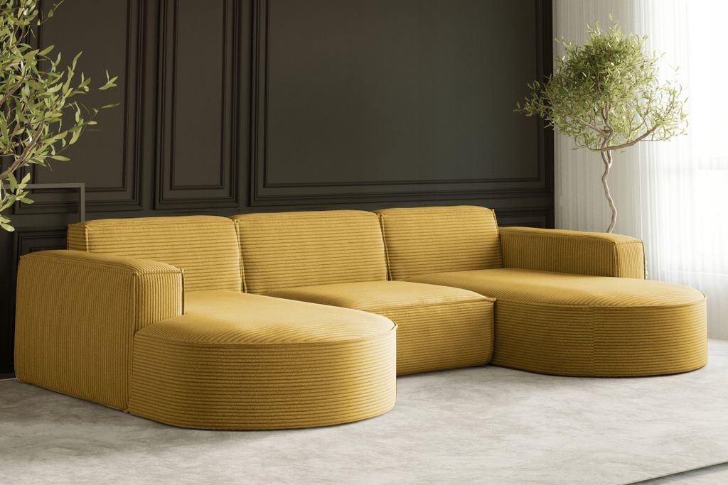 Sofa w kształcie U MODENA narożnik tkanina Poso żółty Zdjęcie produktu 