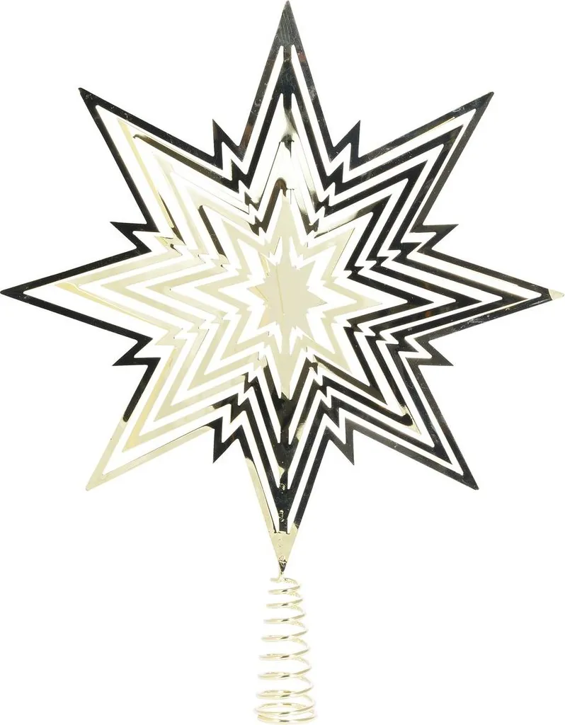 Étoile de Noël pour cime de sapin en métal doré brillant 33 cm