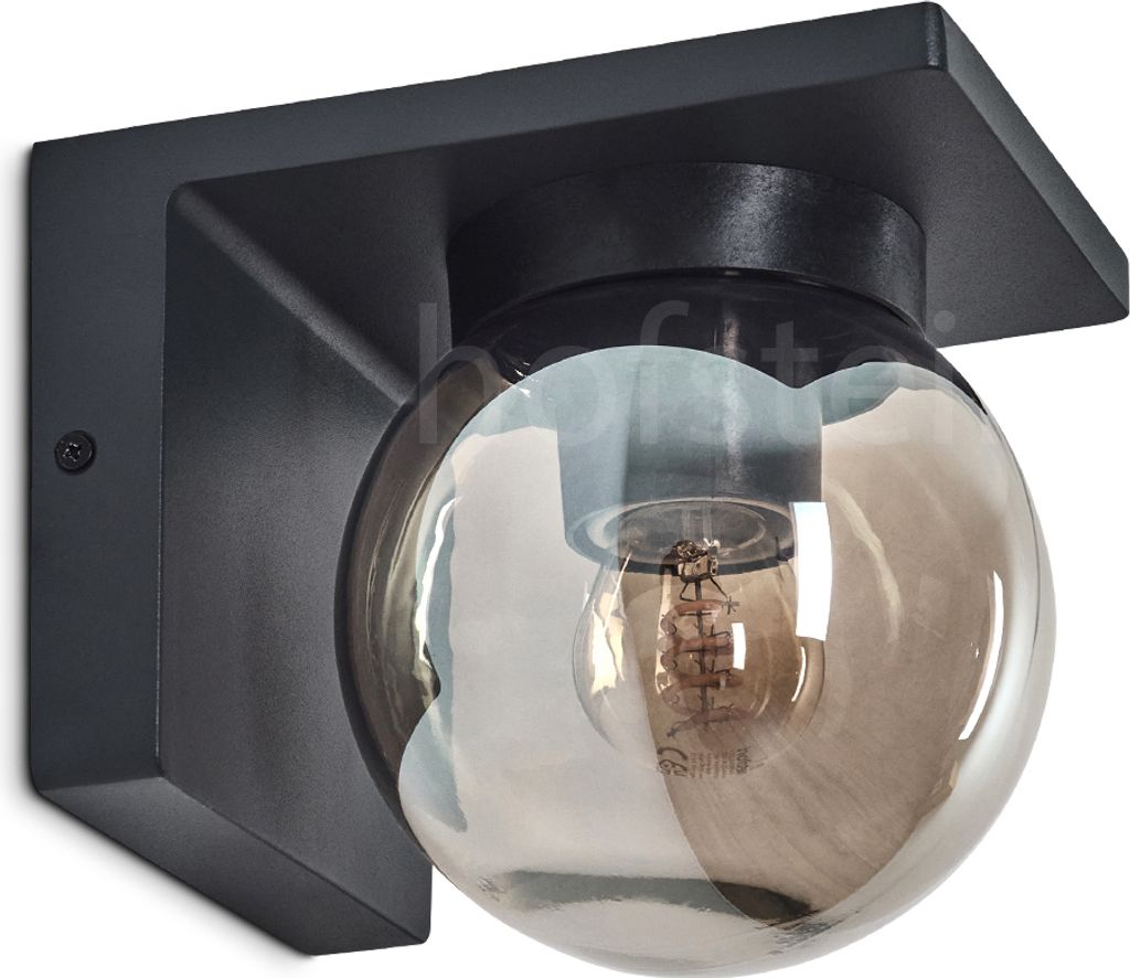 Schluderbach moderne Wandlampe aus Metall/Glas in Anthrazit/Rauchfarben