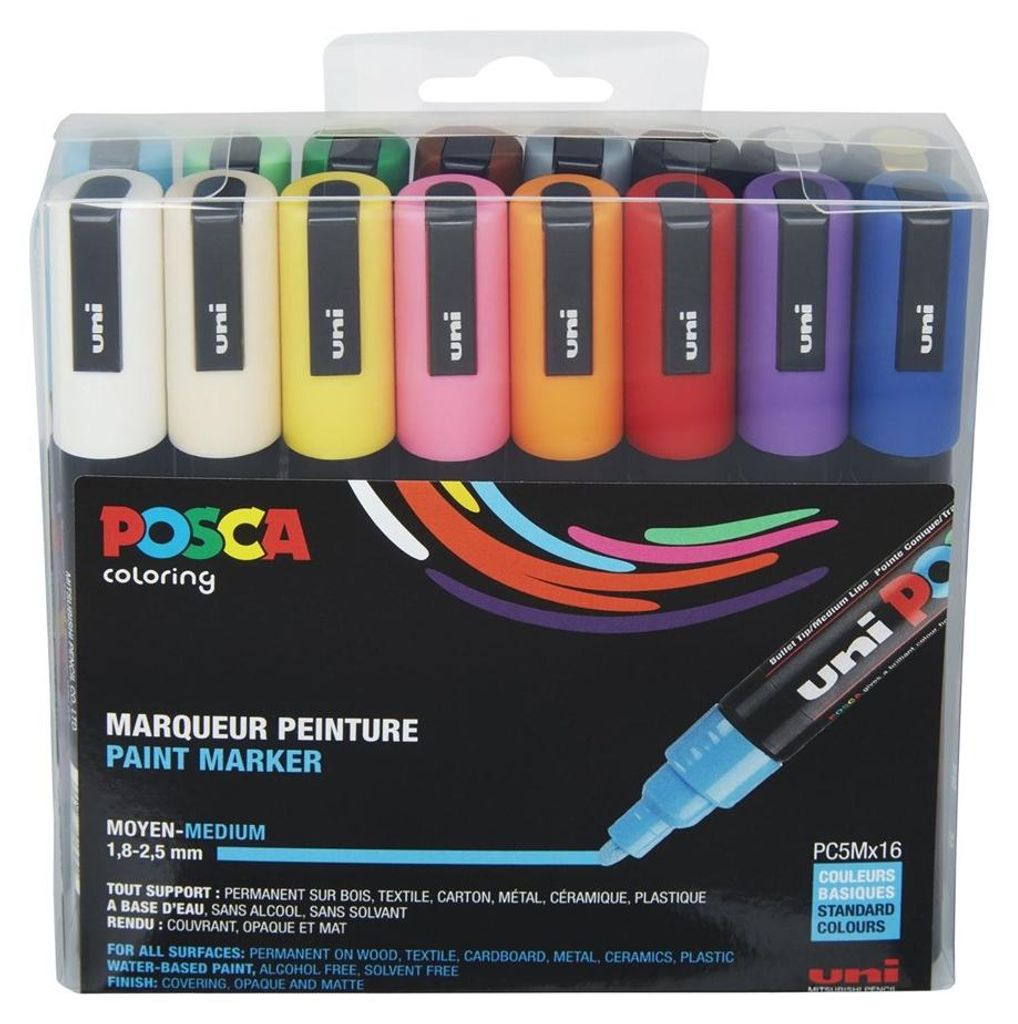 Uni-Ball POSCA PC-5M 16er-Pack Stoßstangen Produktbild 