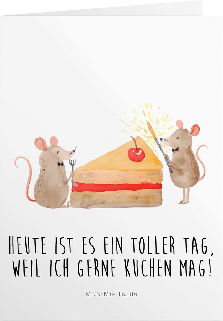 Mr. & Mrs. Panda Geburtstagskarte Mäuse Kuchen - Weiß - Geschenk, Geburtstag, Party, Gutscheinkarte, einladungskarten, Happy Birthday, Kuchenlieb...