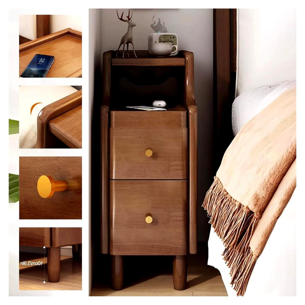 Nachtschrank mit 2 Schubladen, Beistelltisch aus Holz, modernes Design, kleine Kommode