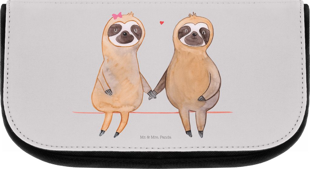 Mr. & Mrs. Panda Necessaire Faultier Pärchen - Grau Pastell - Geschenk, Organizer, Make-Up Tasche, Liebespaar, Liebe, Kulturtasche, Kulturbeutel