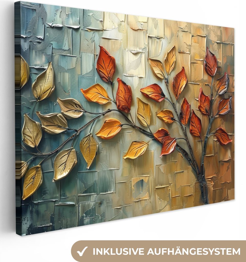 Leinwand Bilder 80x60 cm - Lebensbaum - Abstrakt - Natur - Kunst, Bilder, Wanddeko Wohnzimmer