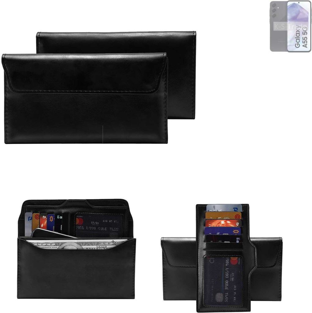 K-S-Trade Handy Hülle kompatibel mit Samsung Galaxy A55 5G Schutz Hülle Tasche Schutz Case Handytasche Kunstleder schwarz, 1x