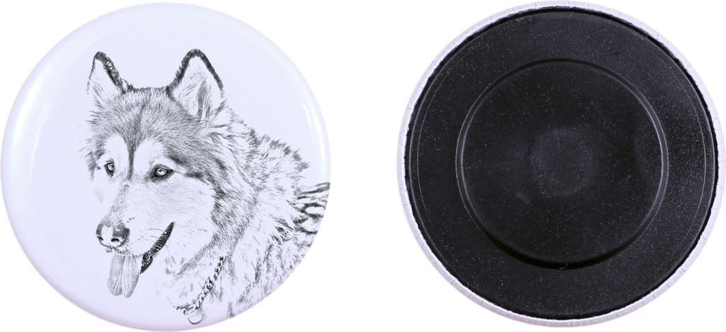 Alaskan Malamute, Alaskischer Malamute Magnet mit einem Hundepfotenabdruck, außergewöhnlich leicht, starker Magnet, handgefertigtes Produkt der M...