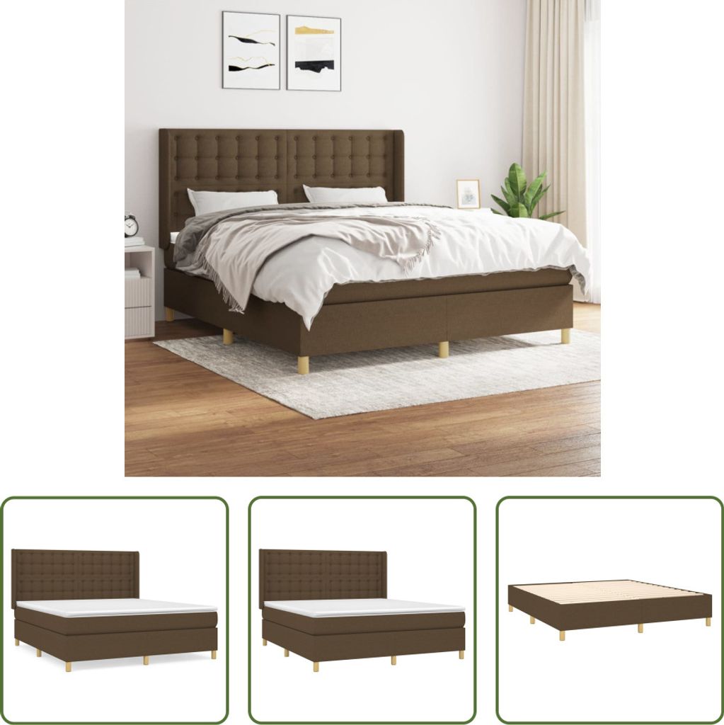 The Living Store Boxspringbett mit Matratze Dunkelbraun 180x200 cm Stoff
